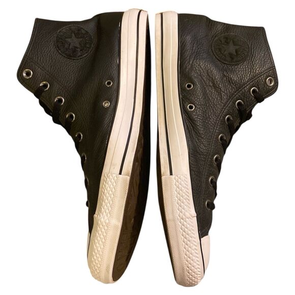 Converse All Star Chuck Taylor Leather Shoes Men’s 13 Black High Top Sneakers - Picture 3 of 16